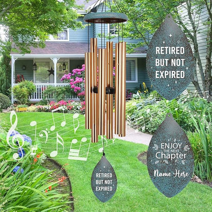 ASTARIN Personalized 35" Happy Retirement Wind Chimes, Retirement Wind Chimes Gift for Women/Men Teacher Coworker 2025, Going Away Farewell Gifts, Deep Tone Larde Wind Chime(Produced in USA)