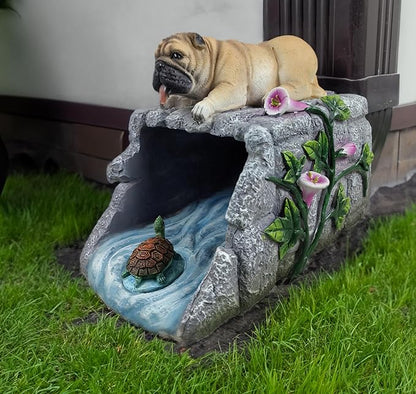 Dog Sculpture Gutter Diverter Rain,Deco Gutter Extension Downspout,Eco-Friendly Resin Statues Gutter Extender Diverter,Splash Block, Perfect Rain Gutter Downspout Extension for 3"x4" Downspouts