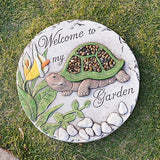 Outdoor Garden Decor Stepping Stones - Resin Tortoise Decorative Stones Pavers for Garden Decor for Outside Walkway Yard 9.5 * 9.5 * 0.5 Inch