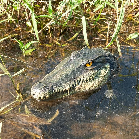 LUEUR Floating Alligator Head Garden Decor for Ponds & Pools – Realistic Crocodile Head Floating Ornament, Decorative Alligator Accent for Outdoor Water Features, Yard & Landscape Decoration