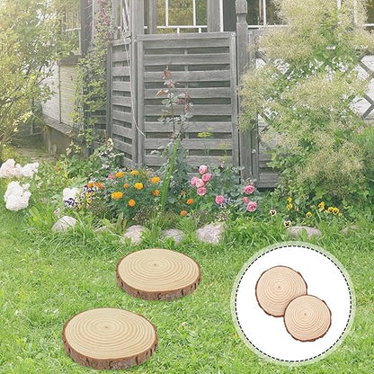 ARTIBETTER 2pcs Wooden Garden Stepping Stones Outdoor Log Slabs for Lawn Pathway Landscaping Decorative Garden Decor