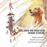 Golden Retriever Wind Chimes for Outside, Decorative Wind Chimes Golden Retriever Gifts for Women, Memorial Windchimes Outdoors with S Hook for Patio Garden Decor, Birthday Gifts for Mom (Copper)