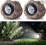 Solar Rock Lights Outdoor – 2 Pack Waterproof LED Landscape Garden Spotlights, Realistic Stone Design, Wireless Solar Powered Pathway Lights for Yard, Walkway, Patio & Lawn Decoration (Auto On/Off)