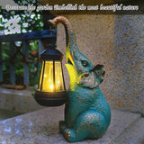 Elephant Garden Statue Outdoor Décor with Solar Lights Lantern,Elephant Solar Light Figurines Outside Decorations for Yard，Lawn Patio, Balcony, Unique Housewarming Gifts