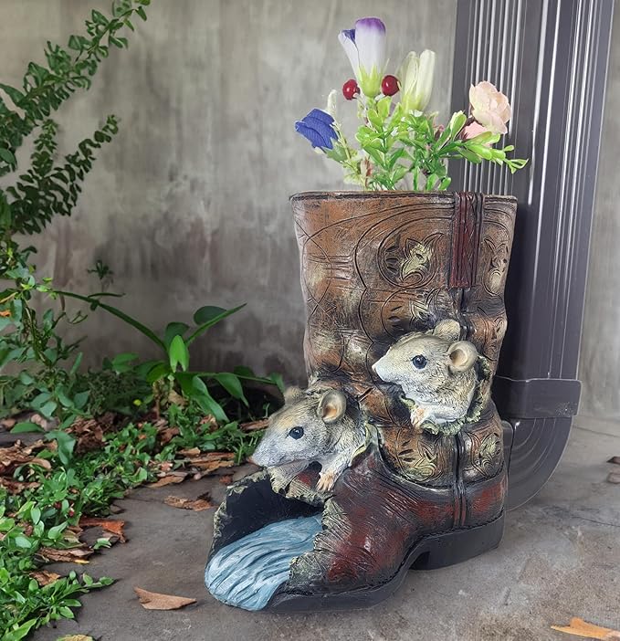 Mouse Sculpture Gutter Diverter Rain,Deco Gutter Extension Downspout,Eco-Friendly Resin Statues Gutter Extender Diverter,Splash Block, Perfect Rain Gutter Downspout Extension for 3"x4" Downspouts