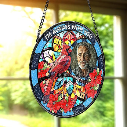 Personalized Memorial Gifts for Loss of Dad,Remembrance Gift, I'm Always with You - Custom Photo Window Stained Glass, Loss of Loved One, Sympathy Gift for Family Members Christmas Memory Gifts