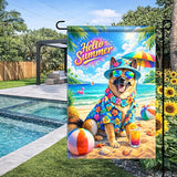 BlissYard Hello Summer Golden Retriever Garden Flag 12x18 Double Sided Vertical Outdoor Decor Beach Dog Tropical Yard Garden Lawn Banner Colorful Seasonal Display