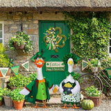Abbylike 2 Sets St Patrick's Day Porch Goose Outfit Lucky Leprechaun Shamrock Goose Clothes Costume with Mini Black Candy Cauldron Clover for 23" Statue Saint Patty's Day Outdoor Patio Yard Lawn Decor