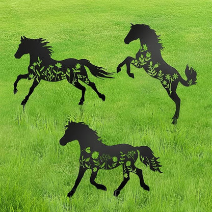 Decorative Metal Horse Statue for Patio, Lawn & Garden, Outdoor Décor, Intricate Garden Stakes