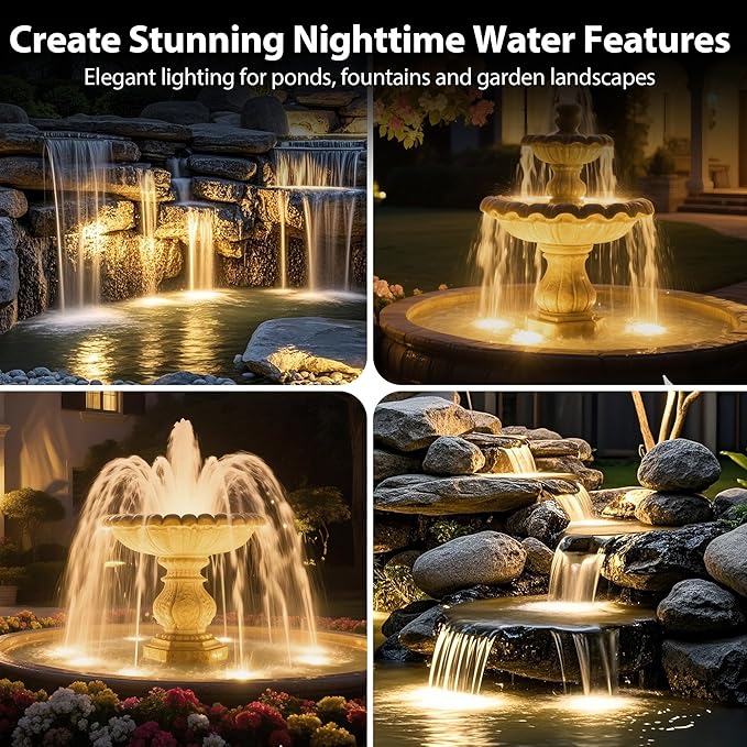 Brass Pond Light LED Underwater, 6W 12V Low Voltage Turtle Underwater Ponds Light 2700K with 26ft Cable, IP68 Waterproof Pond Lights for Outdoor Ponds Fountain Waterfall Water Feature, 1 Pack