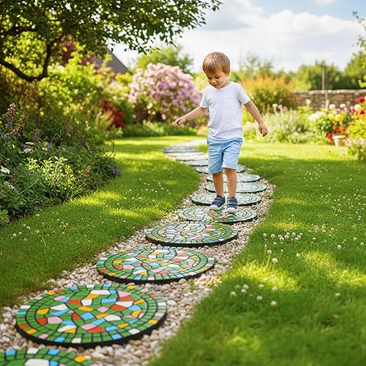Paving Bricks for The Courtyard gate - Decorative Statues for The Entrance Path, Mosaic Stepping Stone - Garden Lawn Outdoor Decoration Stone 12 inches (Green)