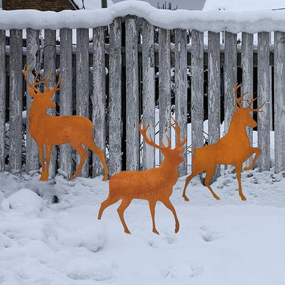 Metal Deer Garden Decor Durable Metal Yard Art Ideal Deer Statue Accessories for Home and Outdoor Antler Decor