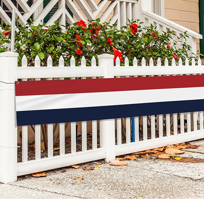 EBaokuup 2 Pack 20x2 Ft Large Patriotic Bunting US Flag Decorations-Double Sided Printed 4th of July Banner Decor Red,White & Blue Stripe Flag-American Patriotic Bunting Flags Hanging for Independence Day Outdoor Porch Garden