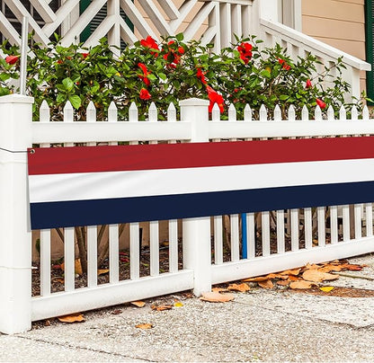 EBaokuup 2 Pack 20x2 Ft Large Patriotic Bunting US Flag Decorations-Double Sided Printed 4th of July Banner Decor Red,White & Blue Stripe Flag-American Patriotic Bunting Flags Hanging for Independence Day Outdoor Porch Garden