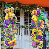 Beeveer 2 Pcs Mardi Gras Yard Sign with Stake Outdoor Carnival Lawn Decorations Waterproof Welcome Crown Carnival Decor Party Yard Signs for Festive Masquerade Home Garden Pathway Supplies