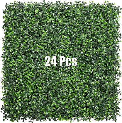 Bybeton 24Pcs 20"x20" (Total Covers 66.7 Sq. Ft.) Grass Wall Panels, Ultra-Dense 4-Layer Faux Greenery Backdrop, Flame Retardant & UV-Protected Hedge for Indoor Outdoor Decor, Party, Spring Decor