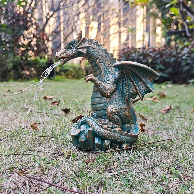 JOYBEE Dragon Solar Garden Statues Outdoor Decoration with LED Light Strings,Dragon Figurine Solar Lights Lawn Décor,Outside Statue Ornament for Patio, Balcony, Yard,Unique Gifts for Mom Grandma