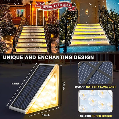 AUDLES LED Solar Step Lights Waterproof Outdoor Stair Lights, Warm White Solar Deck Lights IP67 Solar Decoration Lights for Yard, Patio, Garden, Walkways, Front Door, Pathway, Driveway, Porch 12 Pack