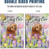 Happy Easter Dog Garden Flag Golden Doodle Spring Flags Buffalo Plaid Bunny Eggs Yard Flag for Outside 12x18 Double Sided Small Decorative Floral Outdoor Flag