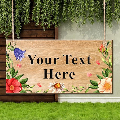 EDSG Personalized Signs Wooden Welcome Sign Custom Door Sign Personalized Plaque Yard Signs Garden Signs for Outside Hanging Wall Sign Home Decor(Design 1)