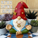 Mood Lab Garden Gnome - Funny Zen Hippie Gnome Figurine - 9.1 Inch Tall Lawn Statue - for Outdoor or House Decor