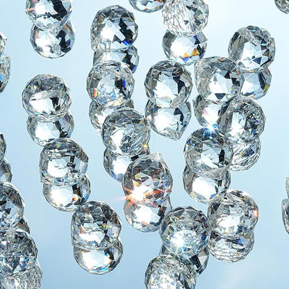 HDCRYSTALGIFTS 48pcs Clear Crystal Ball Prism 20mm Chandeliers Prism Sun Shine Catcher Rainbow Pendants Maker, Hanging Crystals Prisms for Windows Glass Ball Ornaments for Christmas Tree