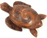 6-Inches Imitative Wood Carving Sea Turtle Statue Resin Hawaiian Turtles Sculpture Garden Tortoise Figurine Decorative Animal Statue for Home Indoor Outdoor Decor Patio Lawn Yard Ornaments