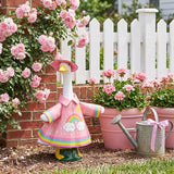 DECOHS 3 Pcs/Set Raincoat Porch Goose Outfits, Summer Lawn Goose Statue Raincoat Costume, Yard Goose Clothes Raincoats Umbrella Hat Outfit for 23" Statue Patio Garden Decoration (Pink Rainbow)