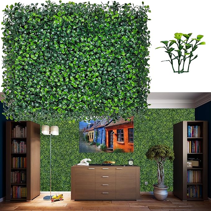 ODTORY Artificial Grass Wall Backdrop Panels,16 X 12 in 24P(32 sqft) UV-Anti Greenery Boxwood Panels for Indoor Outdoor Green Wall Decor & Ivy Fence Covering Privacy