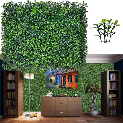 ODTORY Artificial Grass Wall Backdrop Panels,16 X 12 in 24P(32 sqft) UV-Anti Greenery Boxwood Panels for Indoor Outdoor Green Wall Decor & Ivy Fence Covering Privacy
