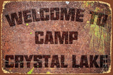 Funny Camping Signs Friday The 13th Metal Sign Welcome To Camp Crystal Lake Tin Sign Outdoor Party Vintage Coffee Bar Room Horror Decorations 12x8 Inch