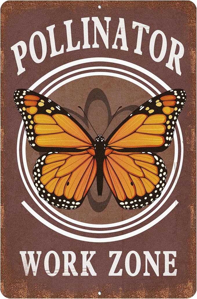Vintage Garden Signs pollinator work zone Retro Yard Metel Tin Signs outdoor Aluminium Wall Decor