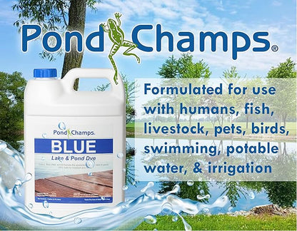 Blue Lake and Pond Dye - One Gallon of Professional Lake & Pond Dye - Treats Up to 1 Acre - Royal Blue Color - Safe for Fish, Wildlife, Pets & Children (Pack of 2)