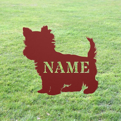 Custom Yorkie Red Garden Statue Stake,Custom Yorkshire Terrier Outdoor Yard Art Decor,Memorial Remembrance Sculpture Statue for Yard Garden Porch Lawn Grassland Park Farm Flowerpot Decor.