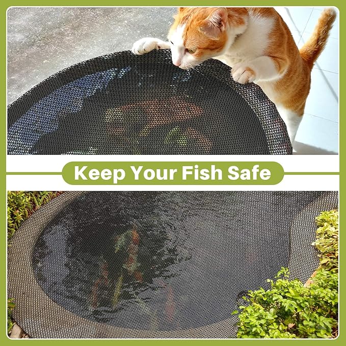 Koi Pond Netting Kit 12 x 100ft, Heavy-Duty Pe, Bird Deer Fence Netting, Durable Net Cover for Leaves, Protect Fish from Blue Heron Bird, Cats & Predators, Stakes & Ties Included