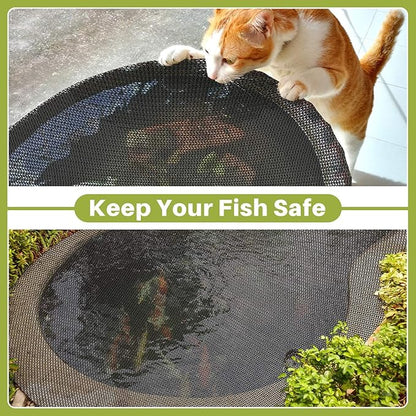 Koi Pond Netting Kit 7 x 10ft, Heavy-Duty Pe, Bird Deer Fence Netting, Durable Net Cover for Leaves, Protect Fish from Blue Heron Bird, Cats & Predators, Stakes & Ties Included