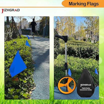 200Pack Blue Marking Flags, JIZHGRAD 15x4x5 Inch Marker Flags Use for Yard & Lawn, Boundary & Dog Training, Survey & Landscape, Sprinkler & Surveyor, Garden & Construction, High Visibility, Sturdy, Versatile, UV & Weather Resistant
