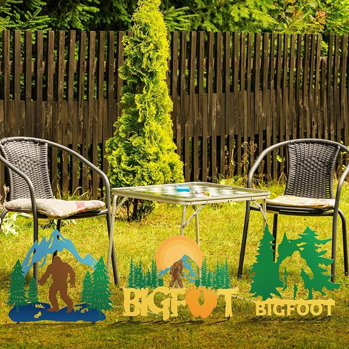 Zonon 3 Pack Metal Christmas Bigfoot Yard Signs Decor, Bigfoot Garden Stake, Big Foot Lovers Gifts for Women Men Outdoor Patio Lawn Pathway Decor