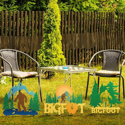 Zonon 3 Pack Metal Christmas Bigfoot Yard Signs Decor, Bigfoot Garden Stake, Big Foot Lovers Gifts for Women Men Outdoor Patio Lawn Pathway Decor