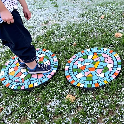 Garden Decoration - Mosaic Stepping Stone - Patio Decoration Stone 12 Inch (Blue)