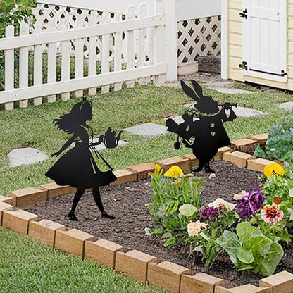 Alice Garden Decor Wonderland Metal Garden Stake, Alice Outdoor Yard Decor for Lawn and Garden, Fantasy Alice Garden Statue Accent, Whimsical Outdoor Decor Gift Unique Gifts for Women & Alice Lovers