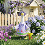 DECOHS 3 Pcs/Set Raincoat Porch Goose Outfits, Summer Lawn Goose Statue Raincoat Costume, Yard Goose Clothes Raincoats Umbrella Hat Outfit for 23" Statue Patio Garden Decoration (Purple)