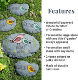 Let's Make Memories Personalized Garden Décor - Custom Garden Stone - Keepsake - for Mom or Grandma - for Her - Laser Engraved - Durable Resin - Small Stone - Striped Bird Design