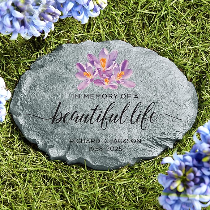 Let's Make Memories Personalized Memorial Garden Stone - Beautiful Life - Sympathy - Condolences