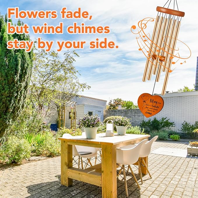 Birthday Gifts for Women, 25.5" Aluminum Wind Chimes for Outside with Heart Catcher, Unique Birthday Gifts for Mom, Grandma, Sister, Wife & Friend, Soothing Tone Wind Chime for Home Decor