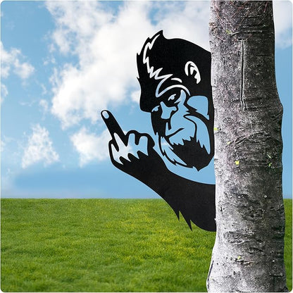 Halloween Fence Yard Statues Garden Stake, Horror Metal Wall Art Statues Outdoor Rust-Proof Decor, Laser Cut Silhouette Art Double Sided Metal Sculpture for Outdoor Garden (Funny Bigfoot)
