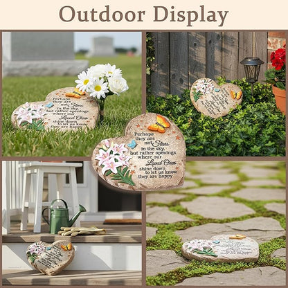Memorial Garden Stone with Heartfelt Quote, 10 inch Garden Stepping Stones, Resin Memorial Plaques for Outdoors, Garden Stones in Memory of Loved One Gifts for Grave, Garden, Patio, Home