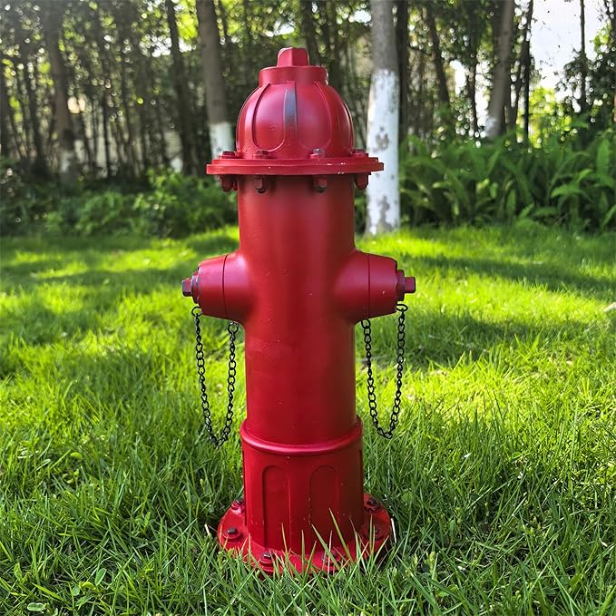 Garden Fire Hydrant Outdoor Statue, Fire Hydrant Puppy Pee Training Post Figurine, Sculpture for Dog to Peed on Yard Decor, Funny Decor Statues for Backyard Patio Lawn Porch (Deep Red)