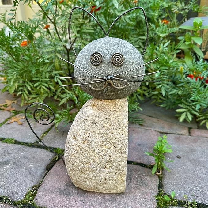 Happy Gardens Cat Garden Statue with Whiskers