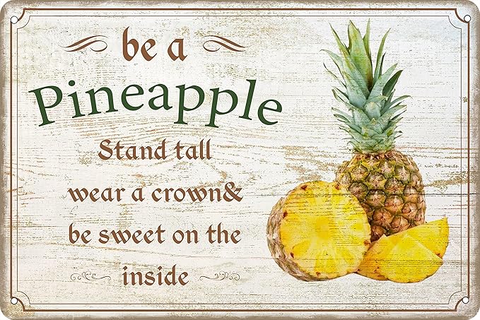 Be A Pineapple Tin Sign Vintage Metal Signs Farmhouse Wall Art Decor Country Kitchen Home Decor 8x12 Inch